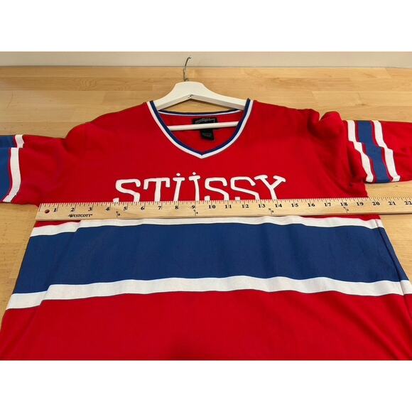 STUSSY Women's Retro Striped Graphic t-shirt dress Blue Red White size Medium - Picture 7 of 10